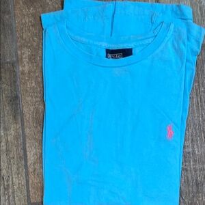 Polo Blue T-Shirt with Pink Logo